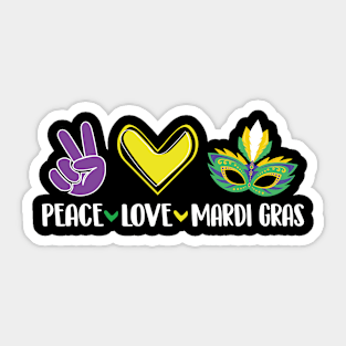 Peace Love Mardi Gras Sticker